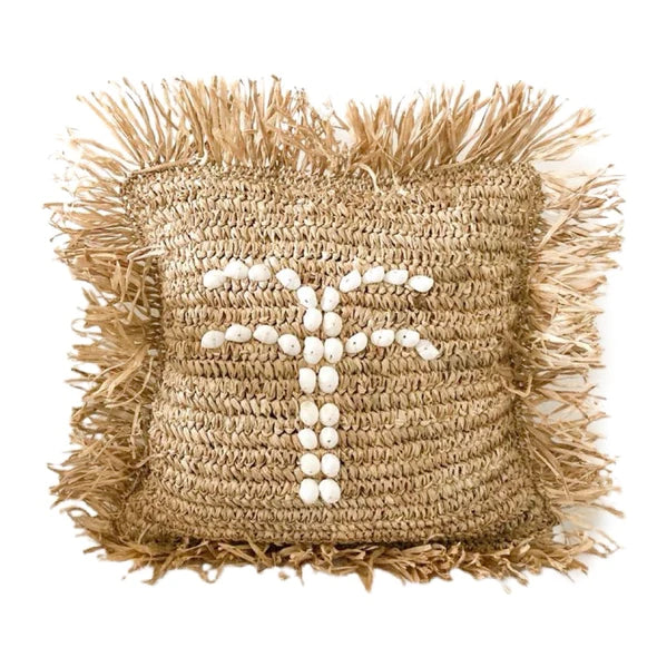 Raffia Fringe Palm Cushion